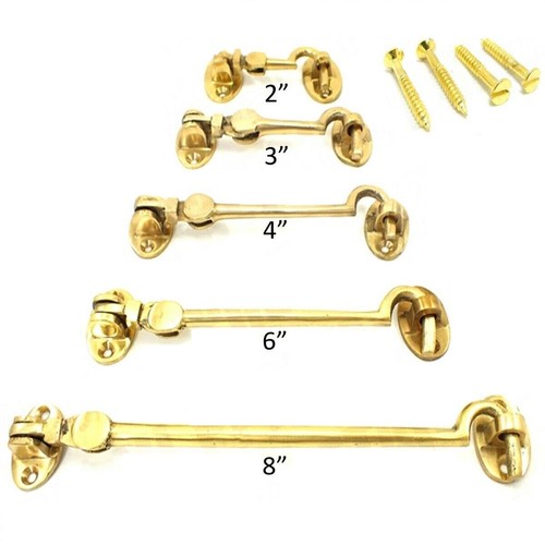 Silent solid brass cabin hook - brass,