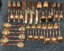 Bronze And Rosewood Flatware Antique Cutlery Set
