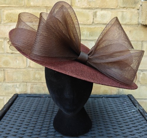 Dark brown large fascinator - dark,
