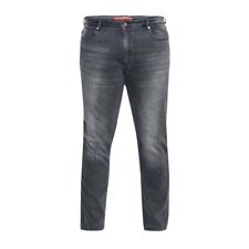 Duke Mens Jeans Tapered Fit Stretch Denim Elastic Waist Zip Fly Pockets 40-60W