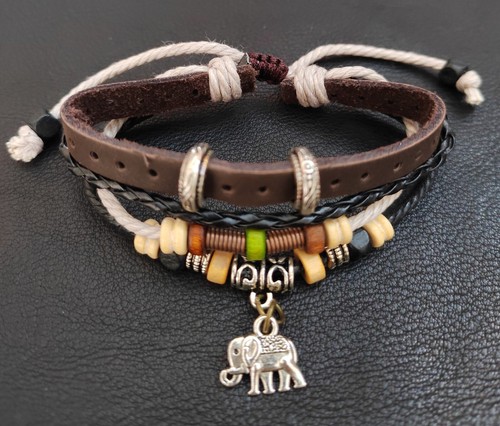 Leather adjustable bracelet - leather,