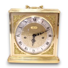 Vintage HERMLE Gold Tone Large Brass Mechanical MANTLE CLOCK 25cm - N48