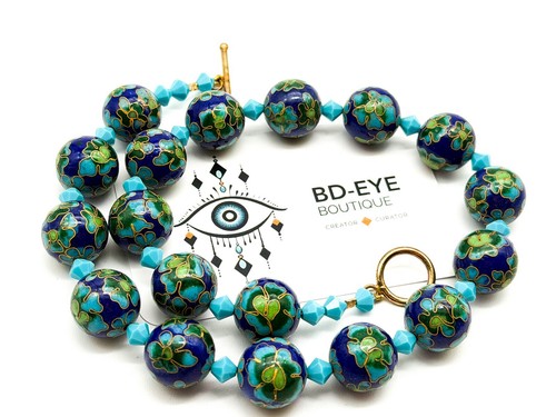 Cloisonné enamel bead - enamel,