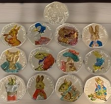 50p Coins Beatrix Potter ? UNC Series Peter Rabbit Jemima Tiggy Full Sets Uk
