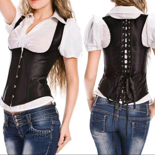 Black satin 5xl underbust - black,