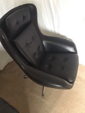 70s Retro Danish Black Leather