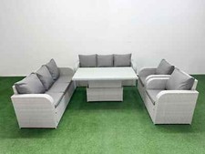 Fimous PE Rattan Garden Furniture High Back Sofa Set with Lifting Dining Table