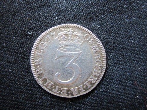 1708 threepence queen - 1708, 3d