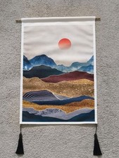 2 Japanese Style Material Wall Hangings