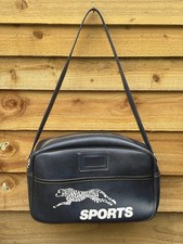 Vintage Retro Blue Mens Ladies Sports Zip Up Shoulder Bag Great Condition 