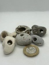 6 SMALL HAG STONES – NATURAL
