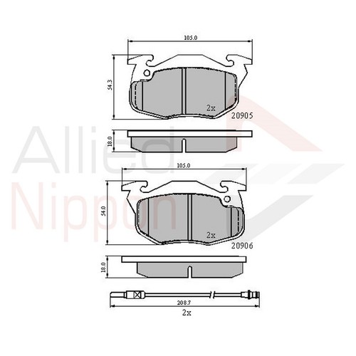 Brake pads set - for, 205
