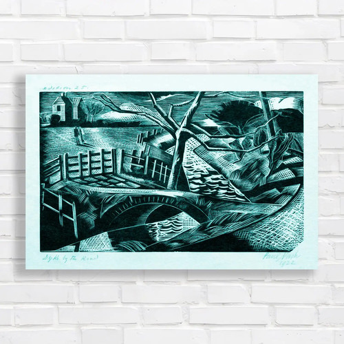 Dramatic landscape woodcut - dramatic,