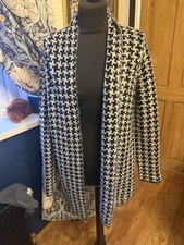 Next Coatigan Black Grey Check Size 12 Chest 38 Inches Beautiful