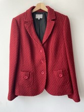 Per Una Womens Wool Blend Boucle Blazer Size 14 Red Jacket Smart Occasional