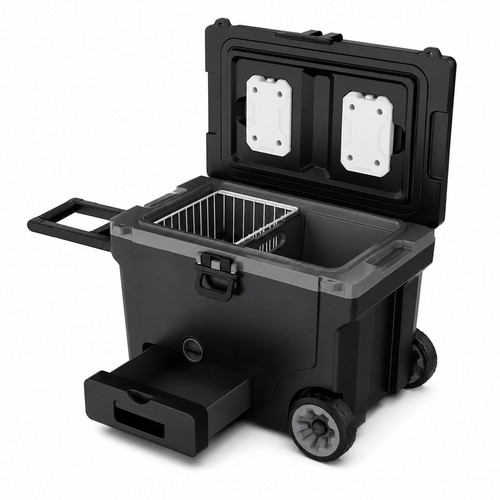 Cool box with wheel and - box, handle