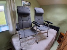 Isabella Thor Lightweight Alloy Folding Reclining Camping Chair x 2 - light Grey