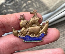Vintage galleon ship pen badge