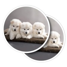 2x Vinyl Stickers Samoyed Puppy Dogs Bjelkier Dog #51965