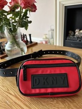 USED ONCE! GORGEOUS DKNY Red BELT BUM BAG Crossbody Bag SIZE XL Fit 16-18