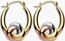 9ct gold earrings celtic knot hoop creole 9 carat tri colour gold pair 20mm drop