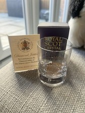 Royal Scot Crystal Glass Small Tumbler Shot Glass Gold Crest Diamond Jubilee 6cm