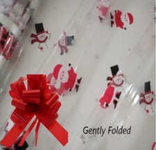 SANTA CHRISTMAS CELLOPHANE GIFT WRAP  + BOW HAMPER FLOWERS BASKETS CANDLES