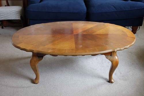 Solid oak oval coffee table - solid,