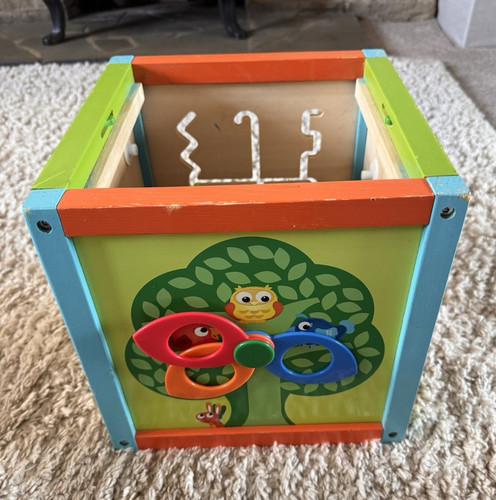 Wooden activity cube toy with - wooden,