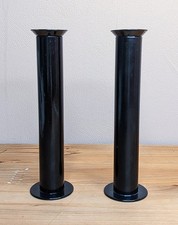Vintage Candle Stick Holders Black Metal Minimalist Modernist MCM Style Pair 2