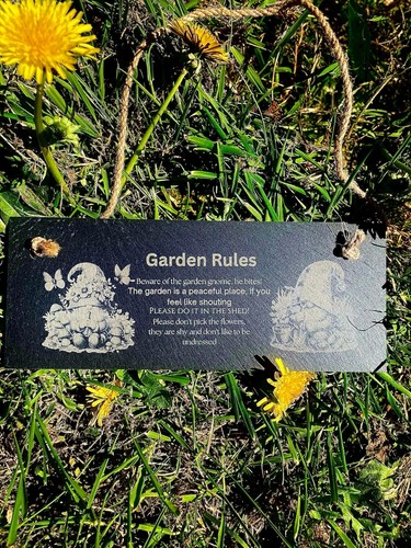 Gnome slate plaque garden - gnome,