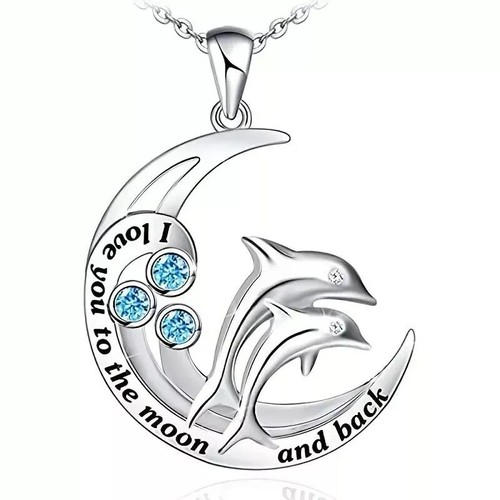 Dolphin moon necklace love - moon,