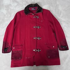 Polo Ralph Lauren Wool Blend Coat Mens Medium Red Fireman Lobster Clasp Jacket