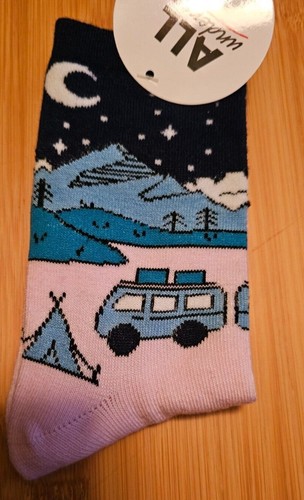 Camping socks pink - pink, blue