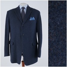 Mens Navy Blue Tweed Jacket