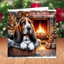 Basset Hound Dog Christmas Card