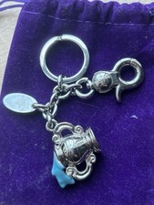 Mulberry aquarius Steel Bag Charm Keychain Astro Themed With Blue Enamel Rare