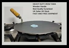 PURE IRON Tawa PARANTHA ROTI Pan Wooden Handle HEAVY DUTY Dough UK Chapatti TAVA