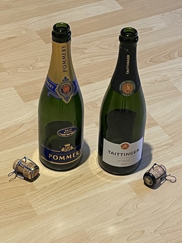 Empty champagne bottle - champagne, cork