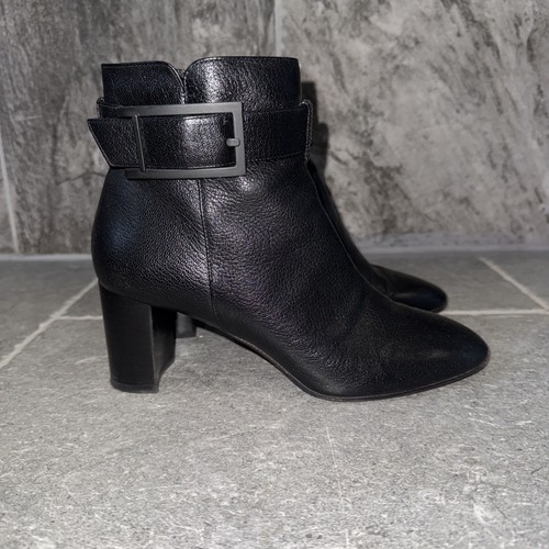 Aquatalia black leather ankle - black,
