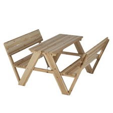 Kids Picnic Table Wooden Toddler Outdoor Activity Table and Chair Set Natural