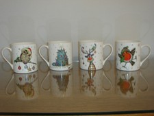 Christmas Fine China Mugs x 4