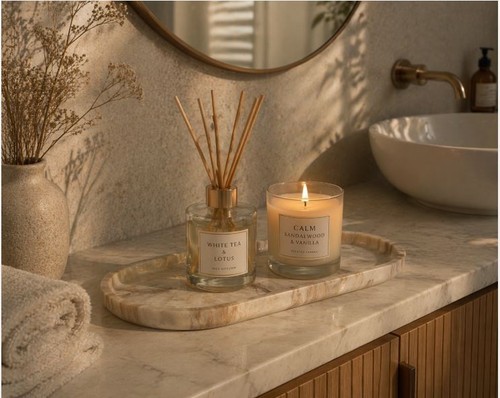 Natural marble oval vanity - natural,