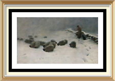 100yr Old Original 1925 JOSEPH FARQUHARSON Lithograph Print JOYLESS WINTERS DAY
