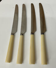 Vintag Elkington 4 Stainless Steel 21.5cm Celluloid Butter Dinner Knives Cutlery