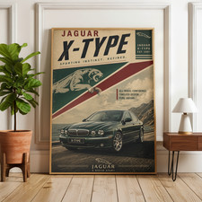 Retro Jaguar X-Type Car Poster