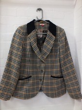 Joe Browns Navy & Green Check Wool Blend Blazer Jacket Size 14 (Hol)