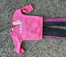 Adidas Girls Pink Tracksuit