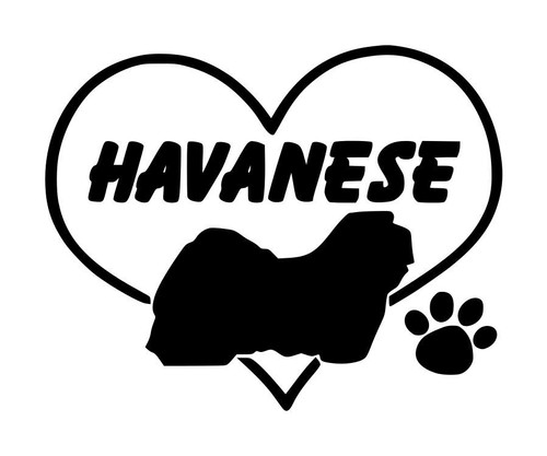 Havanese dog heart decal - havanese,