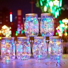 6X LED Solar Mason Jar Light Hanging Outdoor Garden Fairy Tale Decorative Lamps